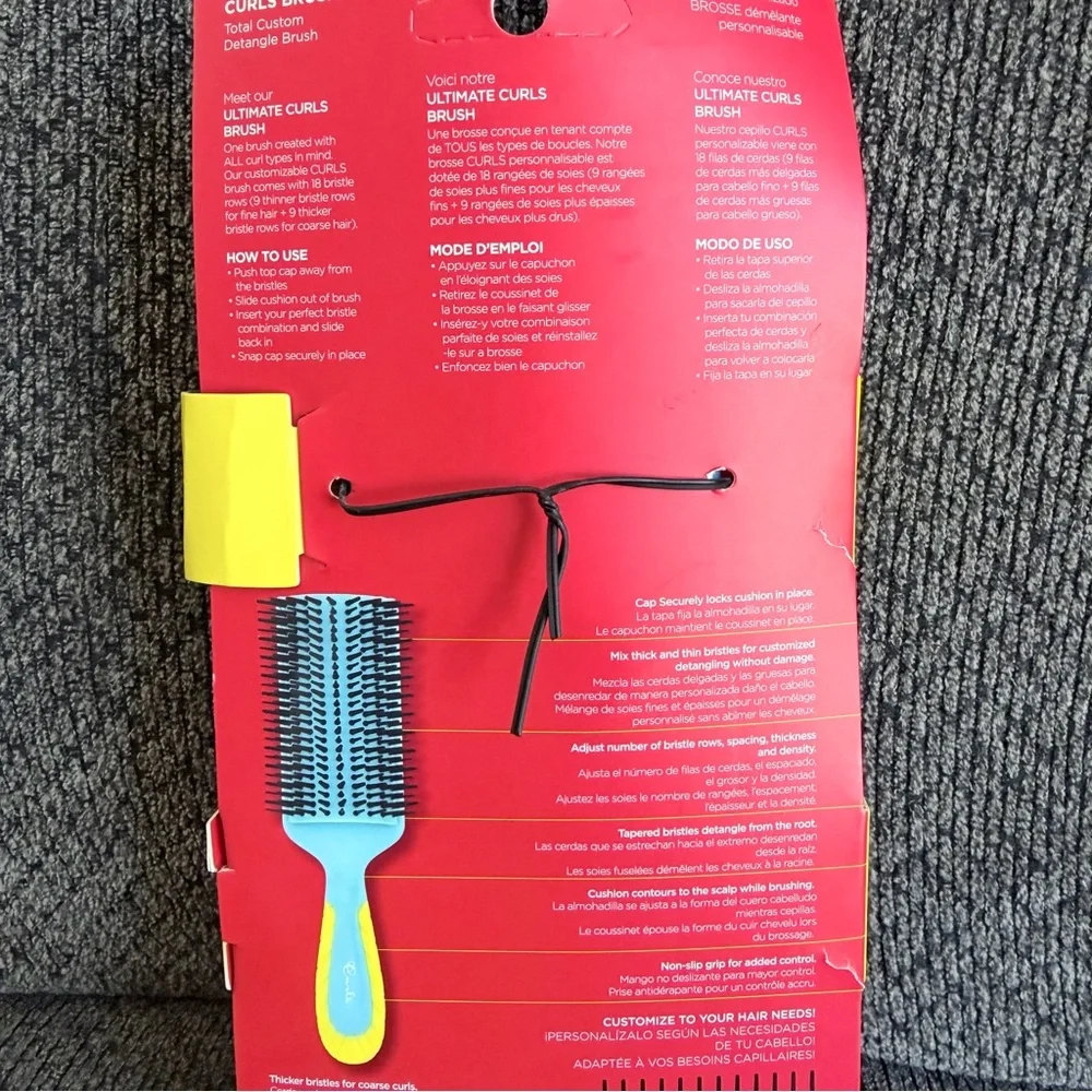 Curls Ultimate Detangler Hair  BrushBlue/Yellow Lightweight All Hairtypes- NWT